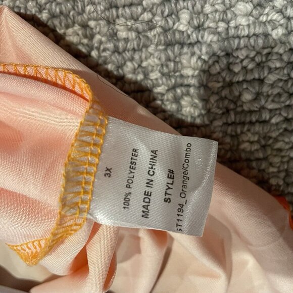 Fashion Nova Shirt Women's Size 3X Plus Button Down Orange Blue Fiery Oversized - Picture 3 of 7